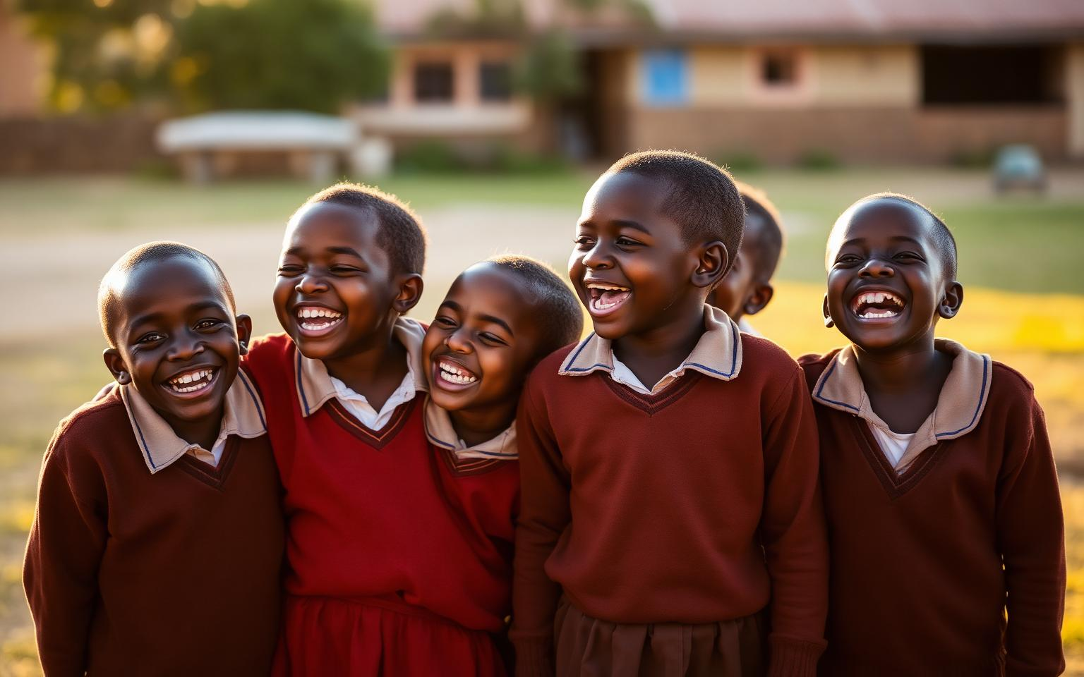 School children smiling